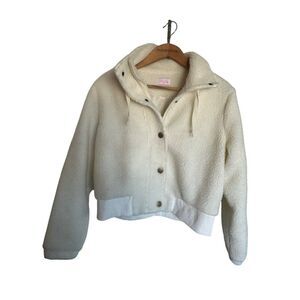 Pink Lilly Cream Sherpa Boxy Sweater Jacket Women's Small